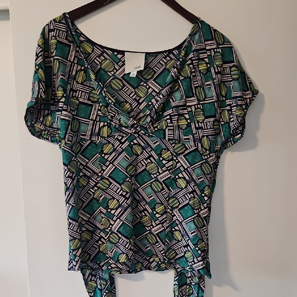 Odille Vintage Short Sleeve Tie Front Blouse